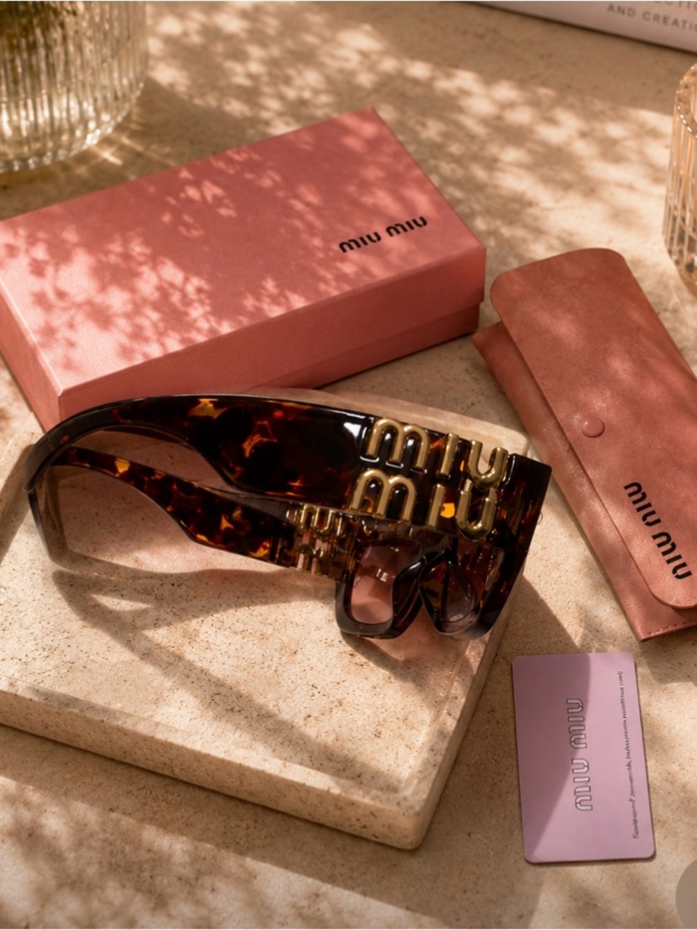 Miu Miu Tortoiseshell Oversized Square Sunglasses - Brown - Picture 4 of 6